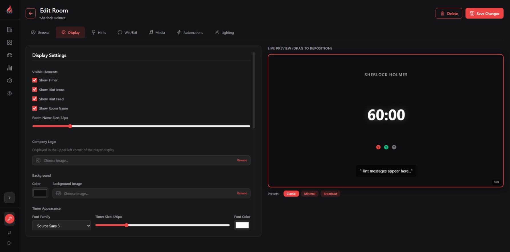 Player Display Editor